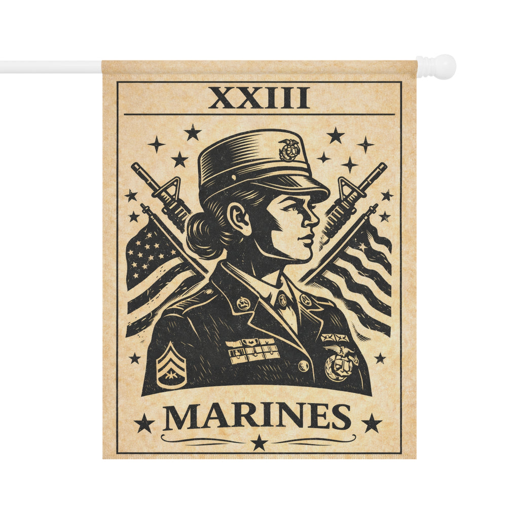 Female Marine Poster garden flag | Garden Banner, Patriotic Military Décor