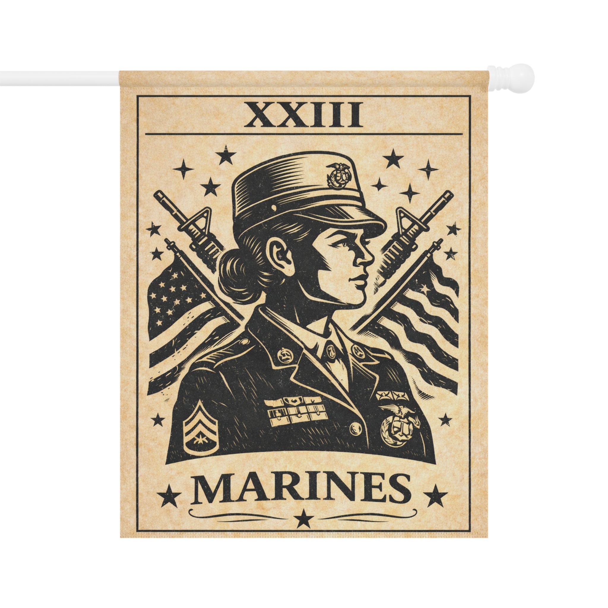 Female Marine Poster garden flag | Garden Banner, Patriotic Military Décor