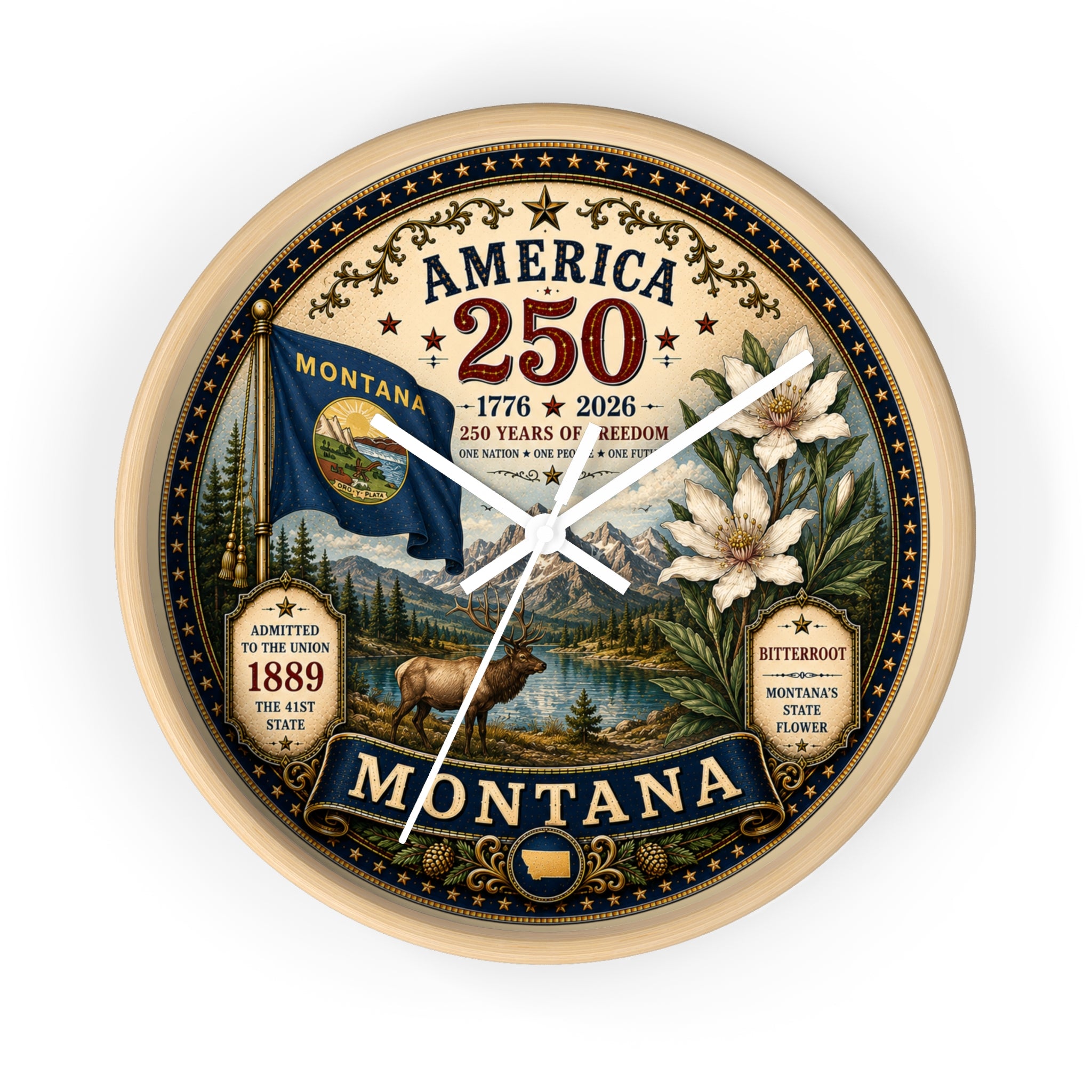 Montana State Seal 250th Anniversary Wall Clock | Bitterroot & Big Sky