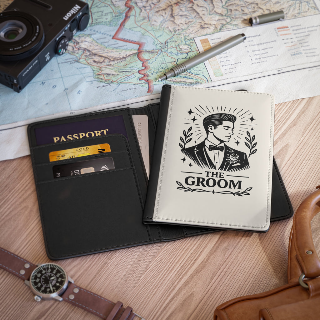 The Groom Illustration Passport Cover | Wedding Groom Travel Accessory