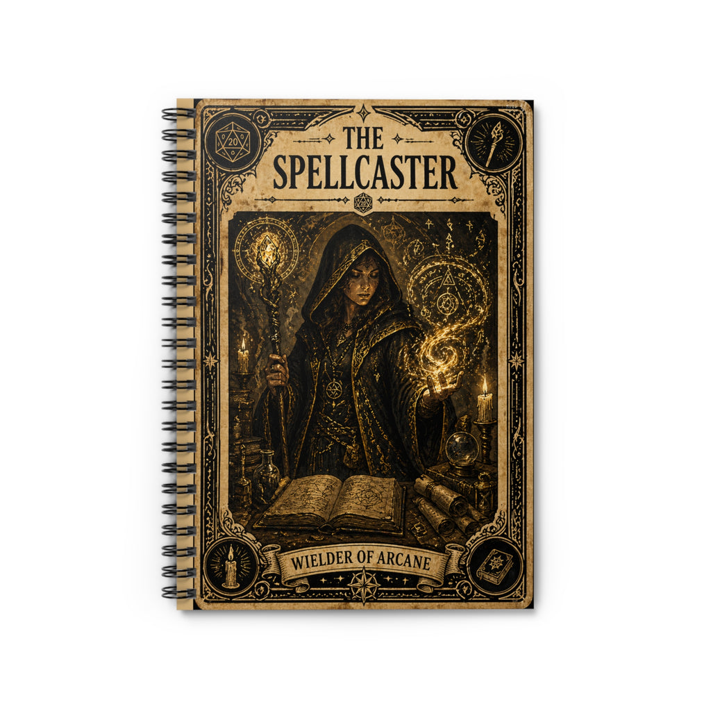 Spellcaster Wizard Illustration Spiral Notebook | Ruled Lined Journal
