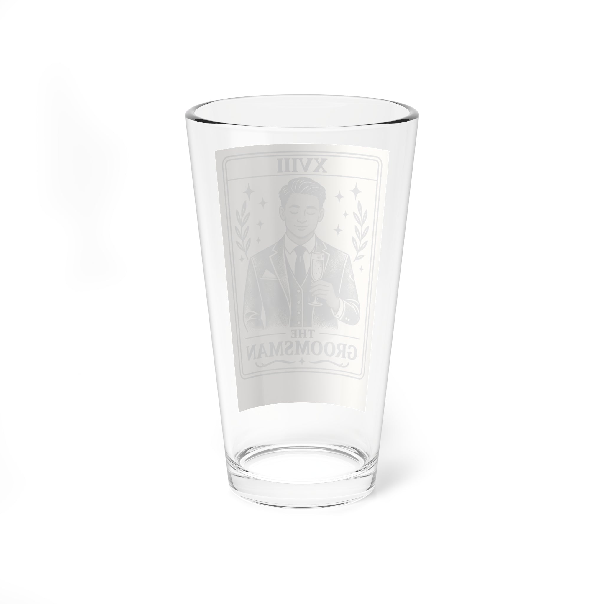 The Groomsman Tarot Card Mixing Glass, 16oz
