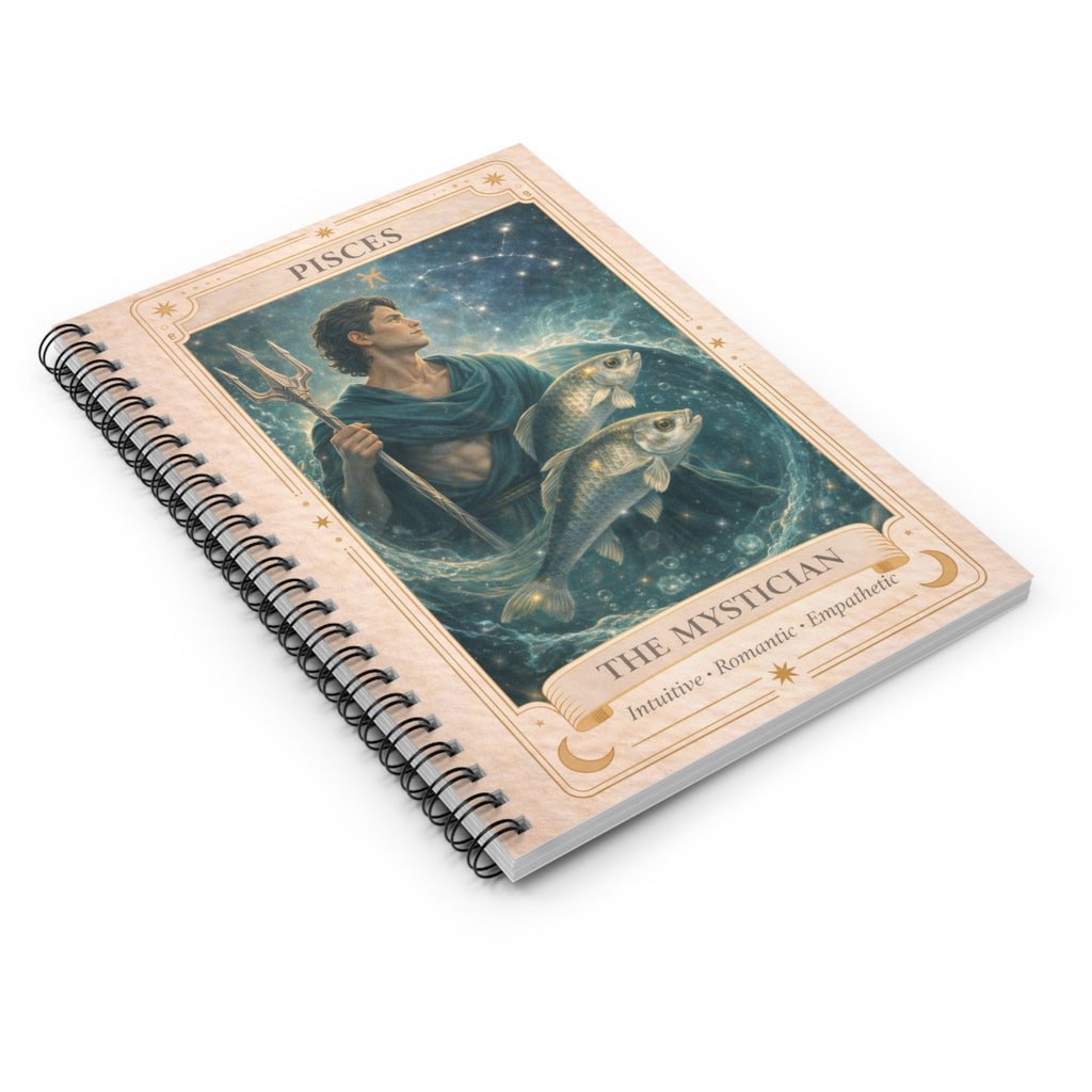 Pisces Tarot Spiral Notebook — "The Mystician" Astrology Journal (Ruled)