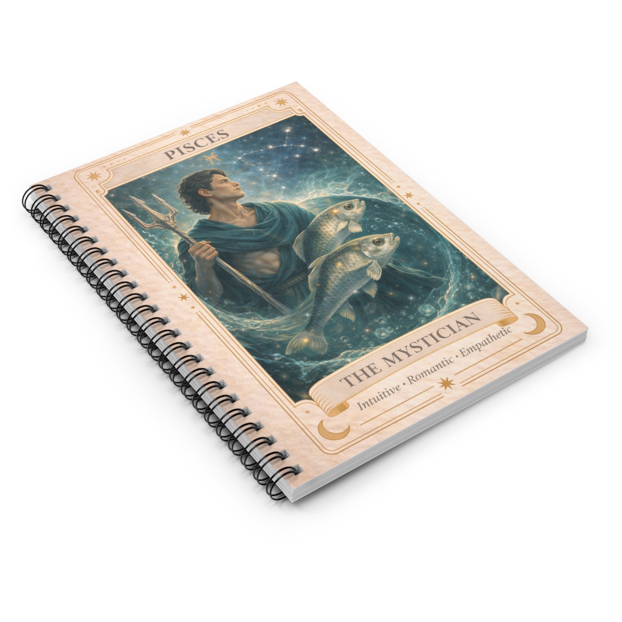 Pisces Tarot Spiral Notebook — "The Mystician" Astrology Journal (Ruled)