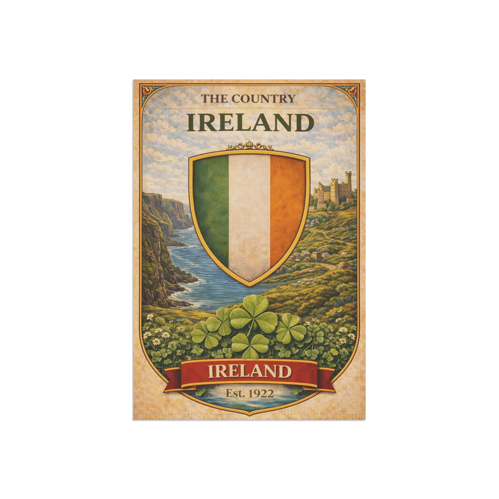 Ireland Shield Garden Flag | Garden Banner, Irish Crest, Shamrock Decor