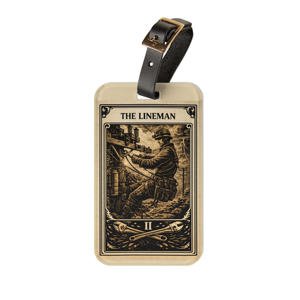 The Lineman tarot card Luggage Tag | Vintage electrician illustration
