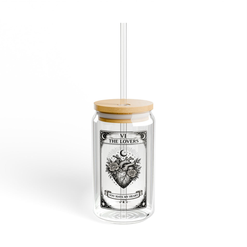The Lovers Tarot Heart Illustration Sipper Glass | 16oz