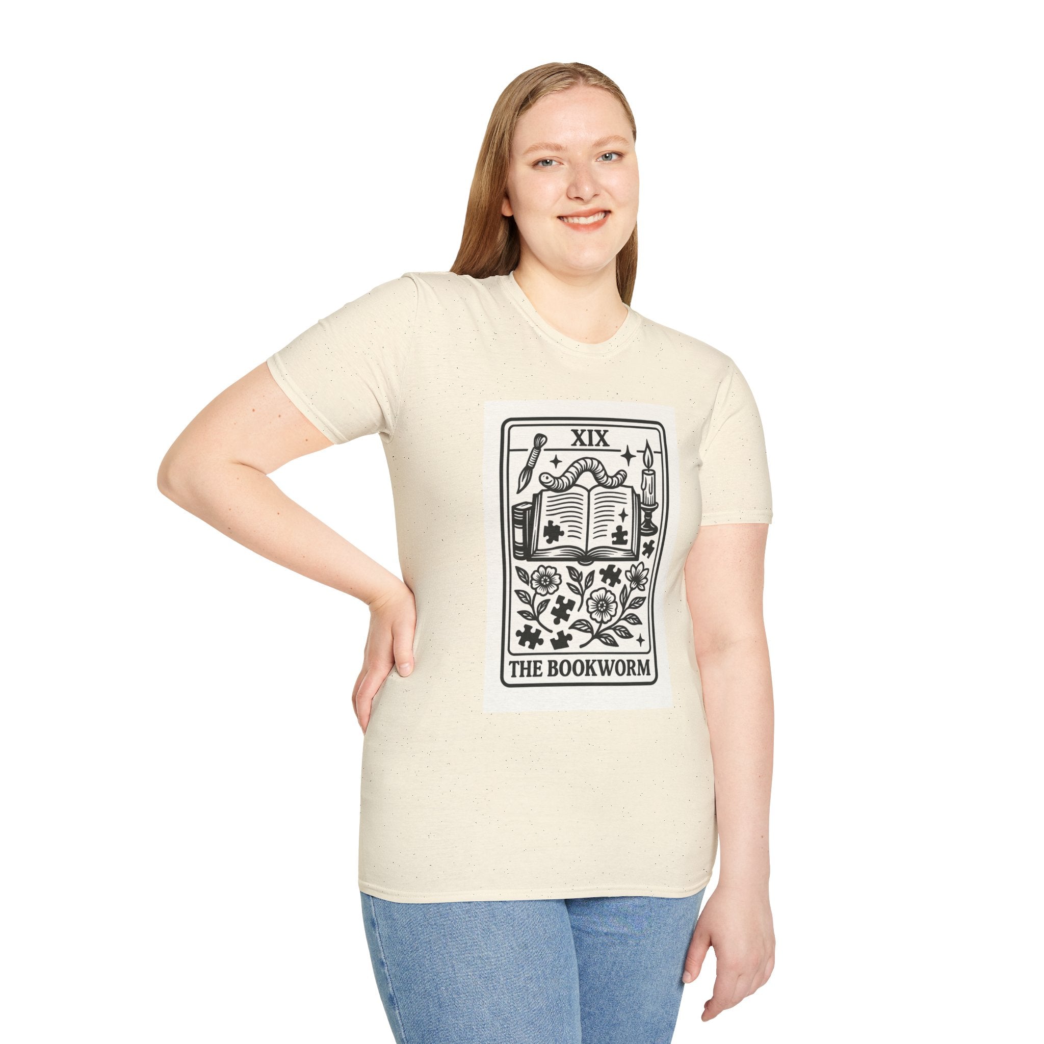 The Bookworm Tarot Card T-Shirt | Vintage Book Illustration, Reading Lover Tee