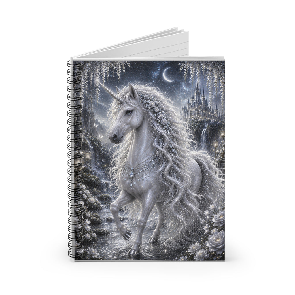 White Unicorn Fantasy Spiral Notebook | Ruled Journal
