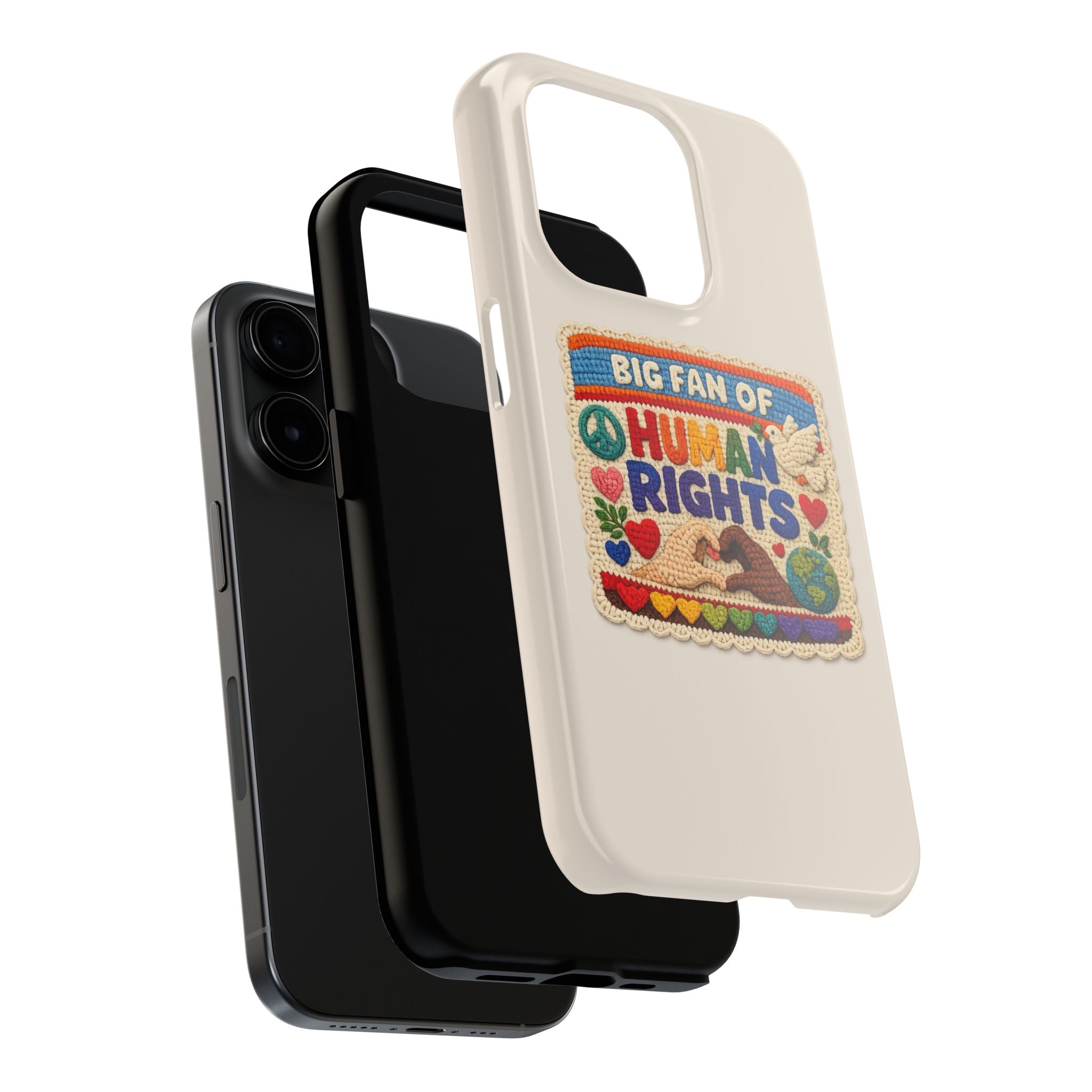 Big Fan of Human Rights Phone Case - Crochet Style Phone Case - Cute Activist Phone Case - Aesthetic Phone Case - Gift for Her