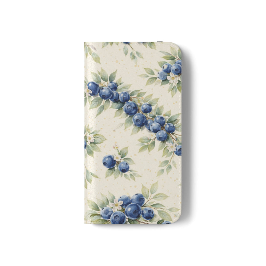 Blueberry Watercolor Pattern Flip Case | Phone Wallet, Card Slots