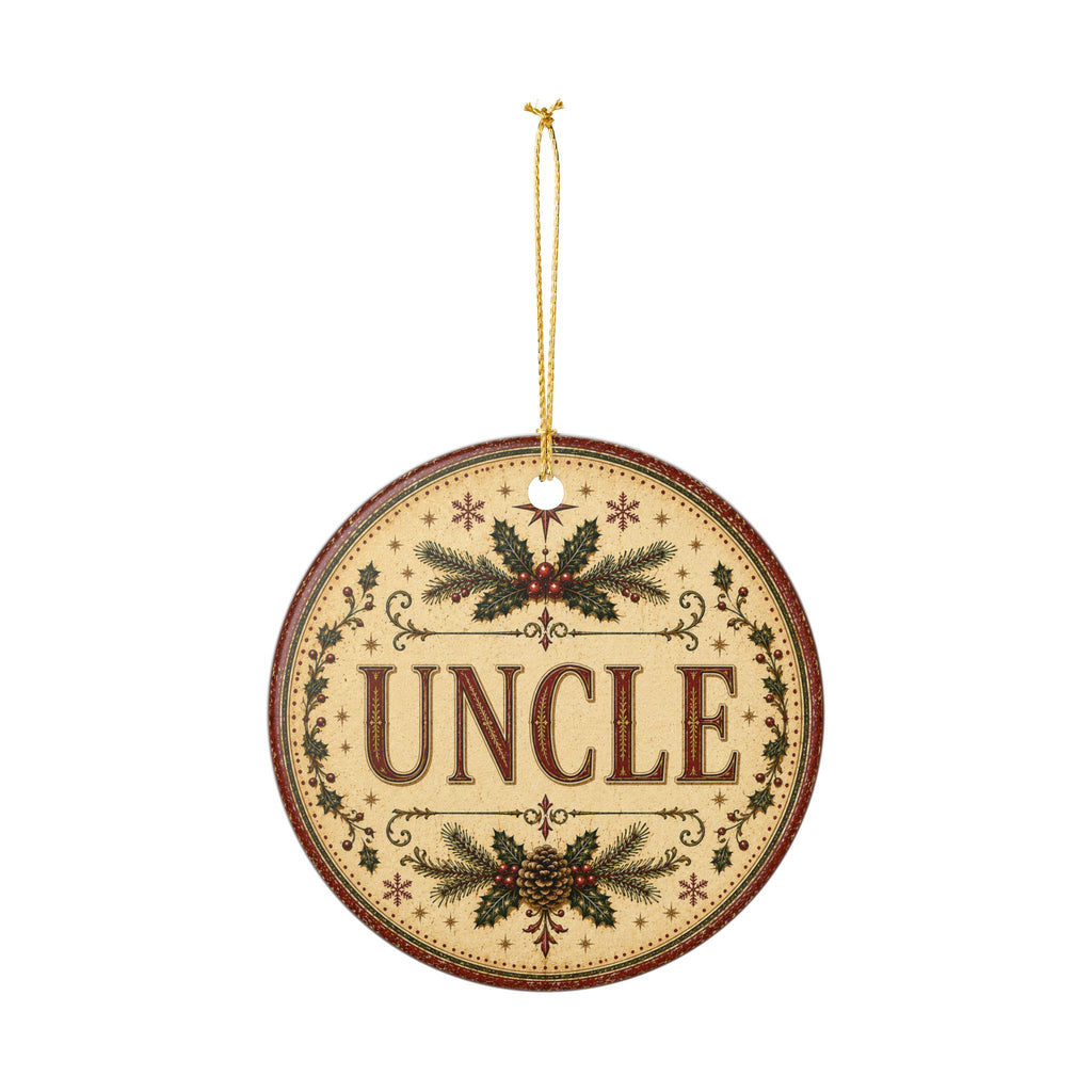 Uncle Christmas Ornament | Ceramic Round Holiday Decoration