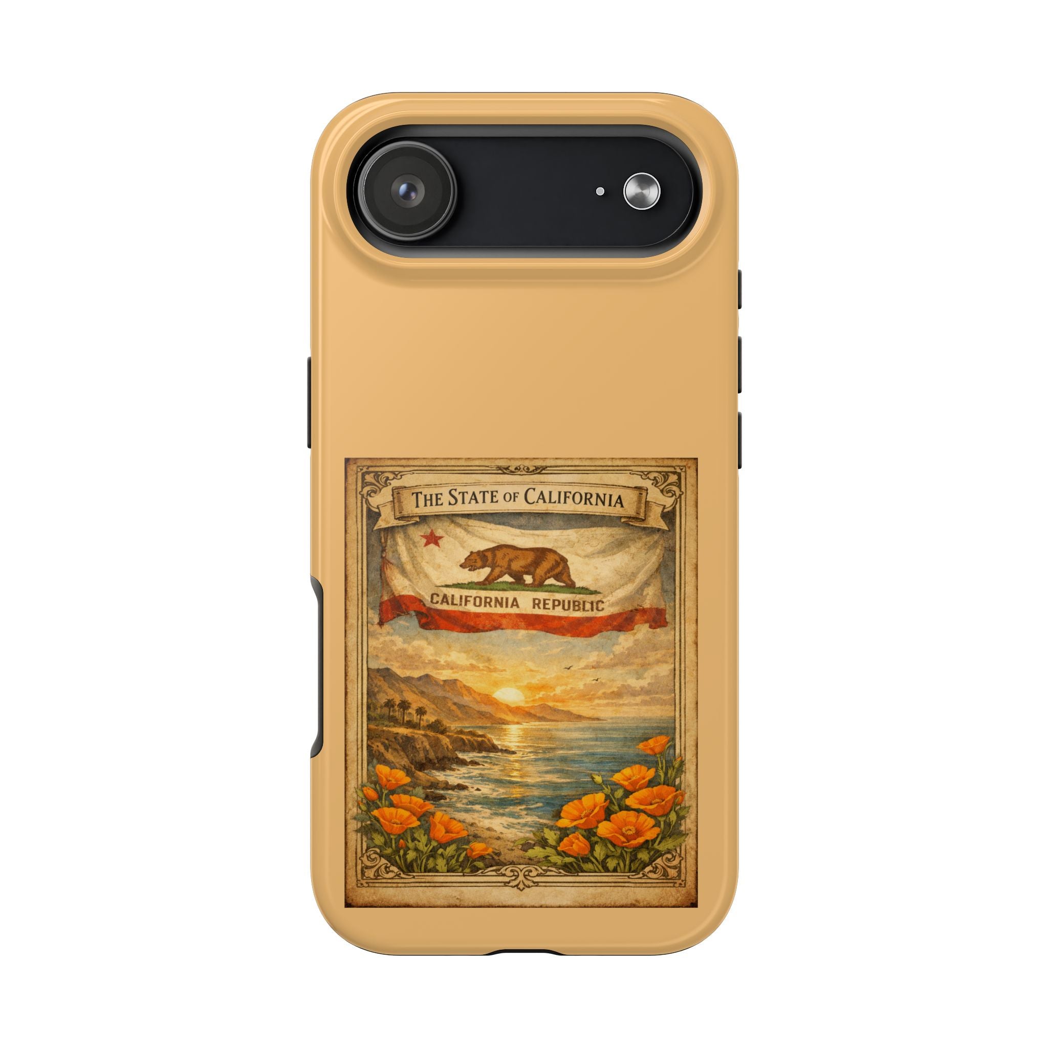 California Republic Vintage Poster phone case | Poppy Coast Sunset tough case