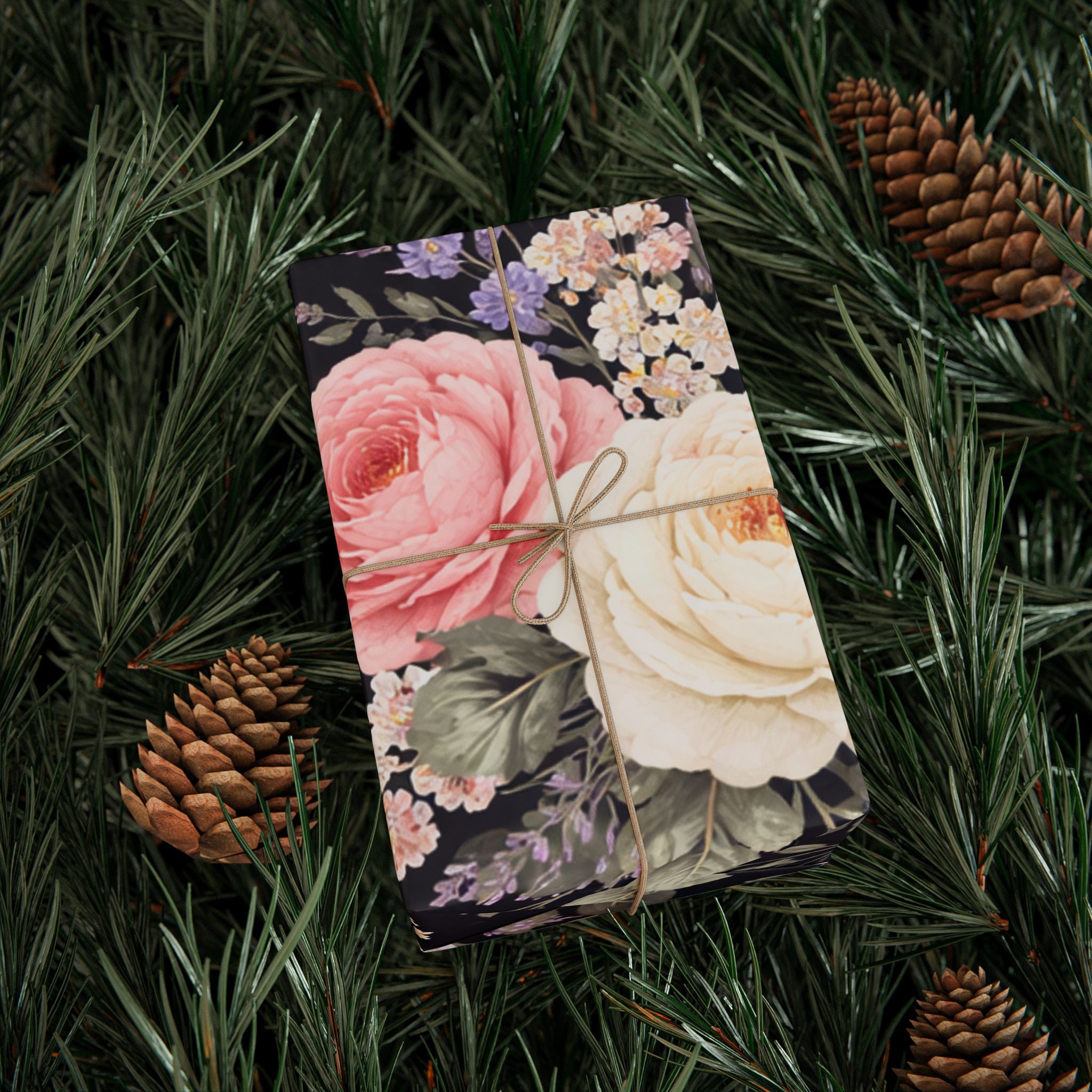 Vintage Pink Roses Wrapping Paper | Floral Gift Wrap Roll