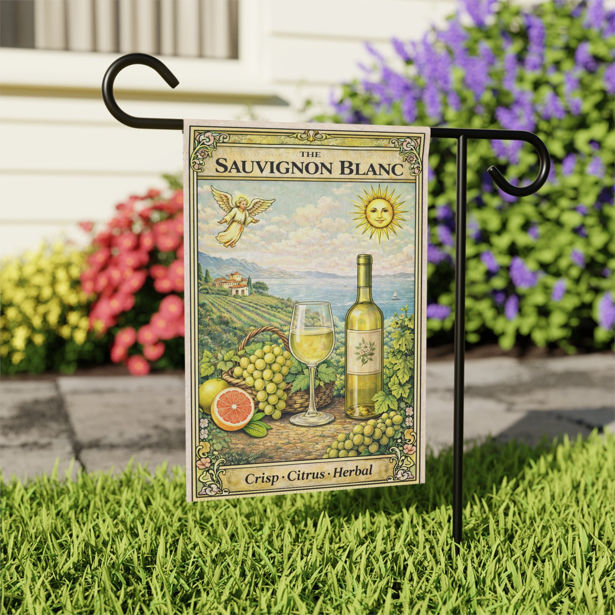 Sauvignon Blanc Wine Garden Banner | Citrus Vineyard House Flag