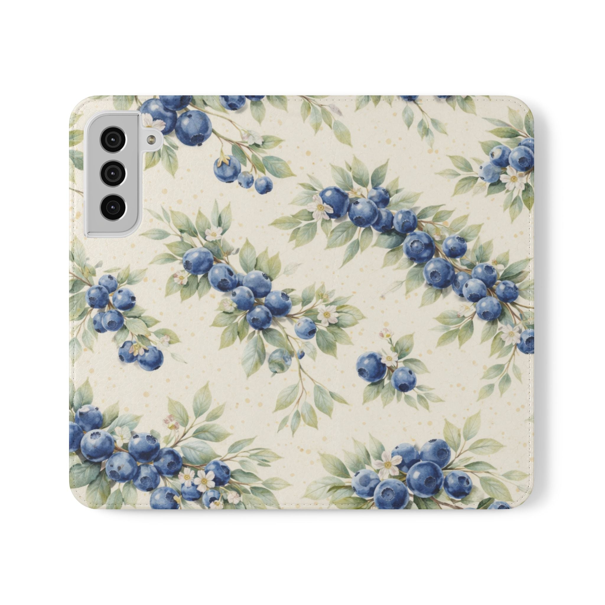 Blueberry Watercolor Pattern Flip Case | Phone Wallet, Card Slots