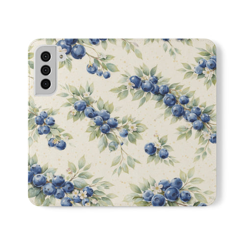 Blueberry Watercolor Pattern Flip Case | Phone Wallet, Card Slots