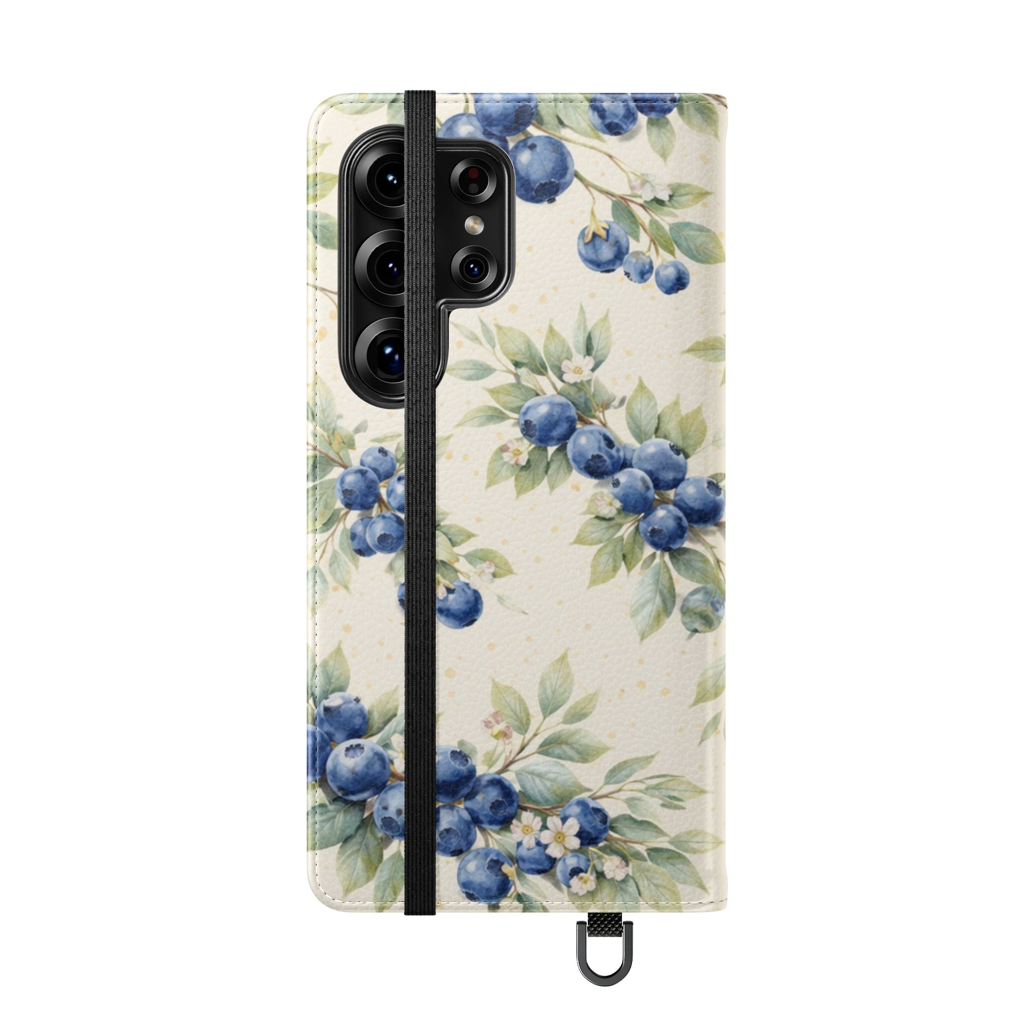 Blueberry Watercolor Pattern Flip Case | Phone Wallet, Card Slots