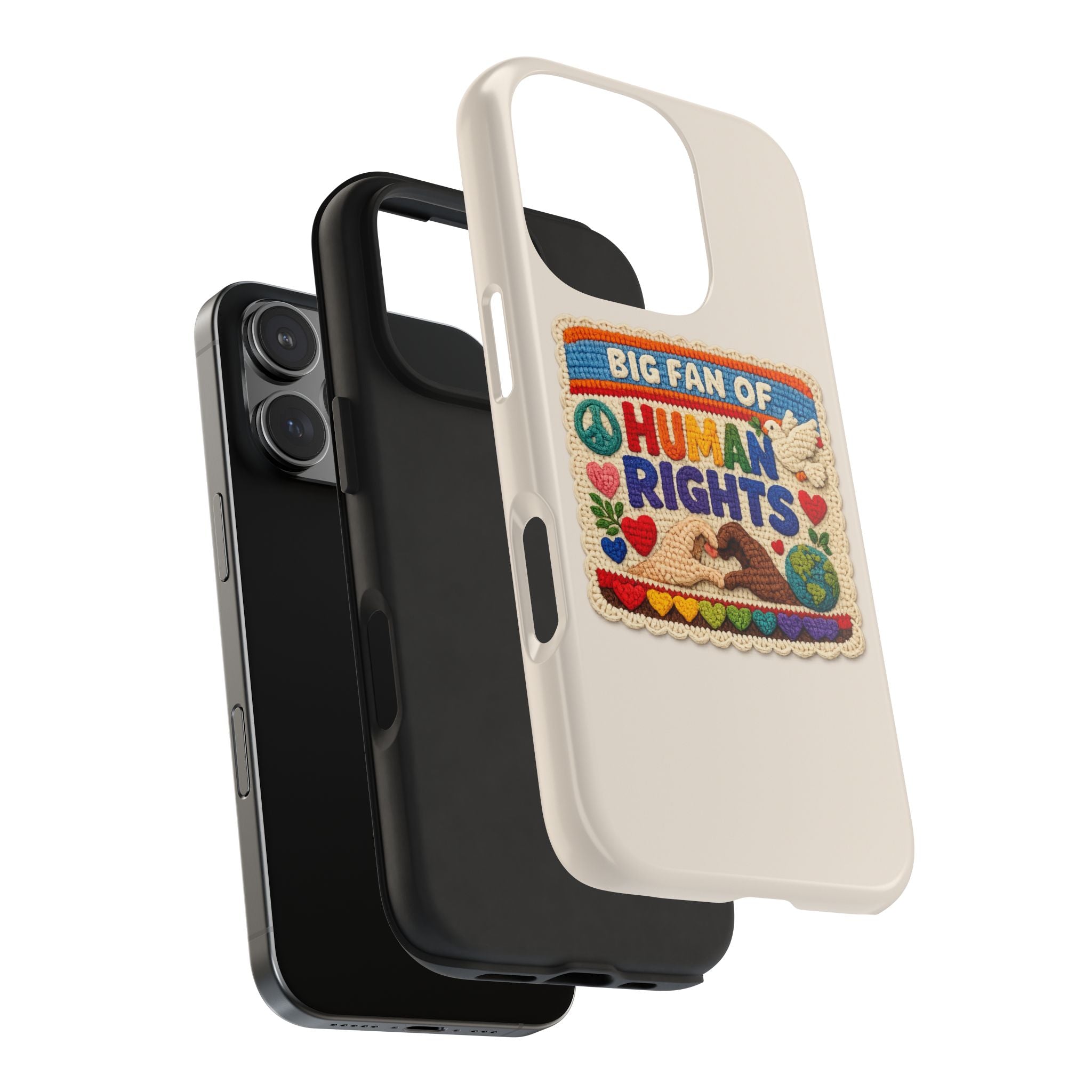 Big Fan of Human Rights Phone Case - Crochet Style Phone Case - Cute Activist Phone Case - Aesthetic Phone Case - Gift for Her