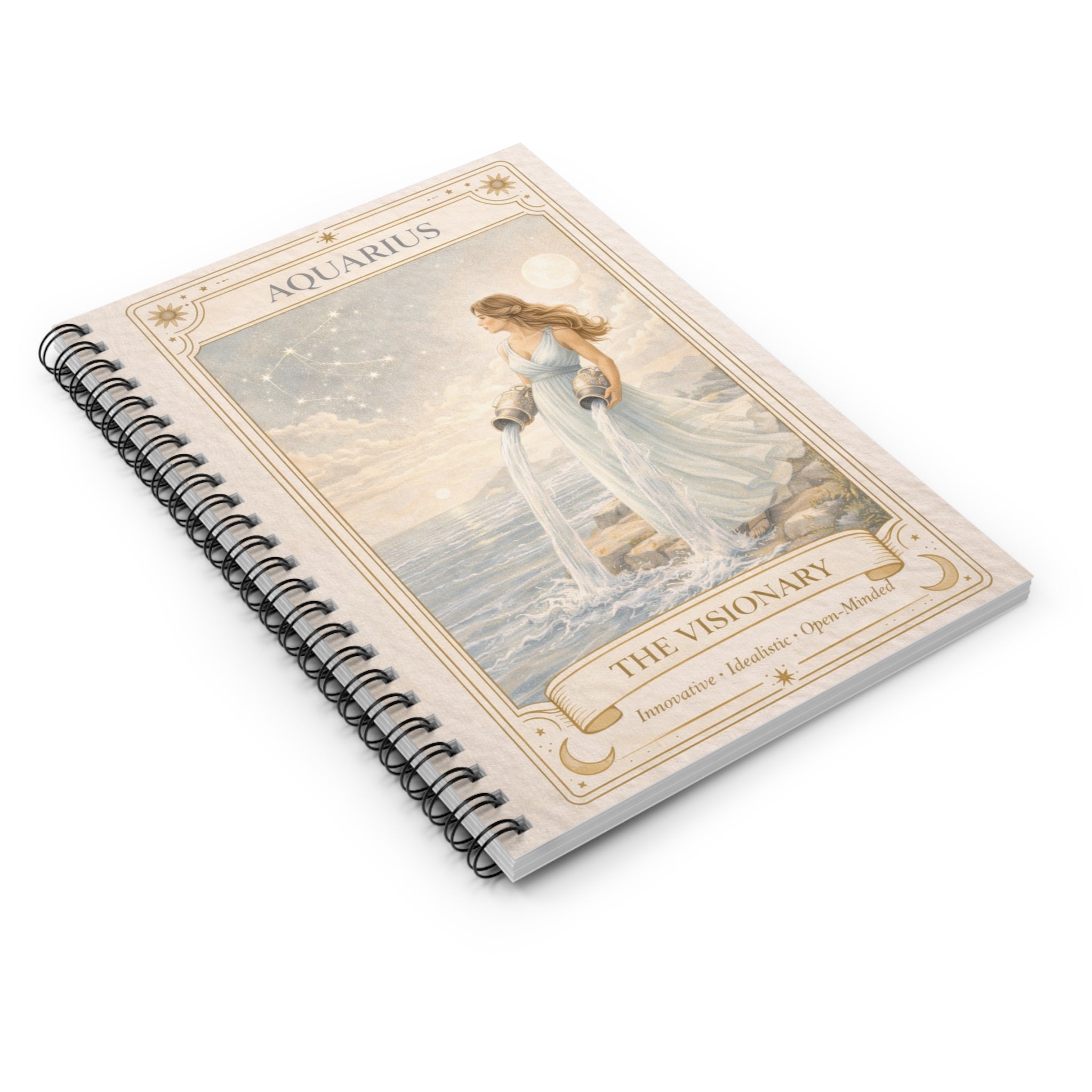Aquarius Zodiac Spiral Notebook — "The Visionary" Ruled Journal