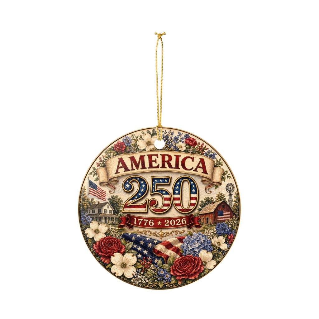 America 250 1776-2026 Ornament | Ceramic Patriotic Decoration