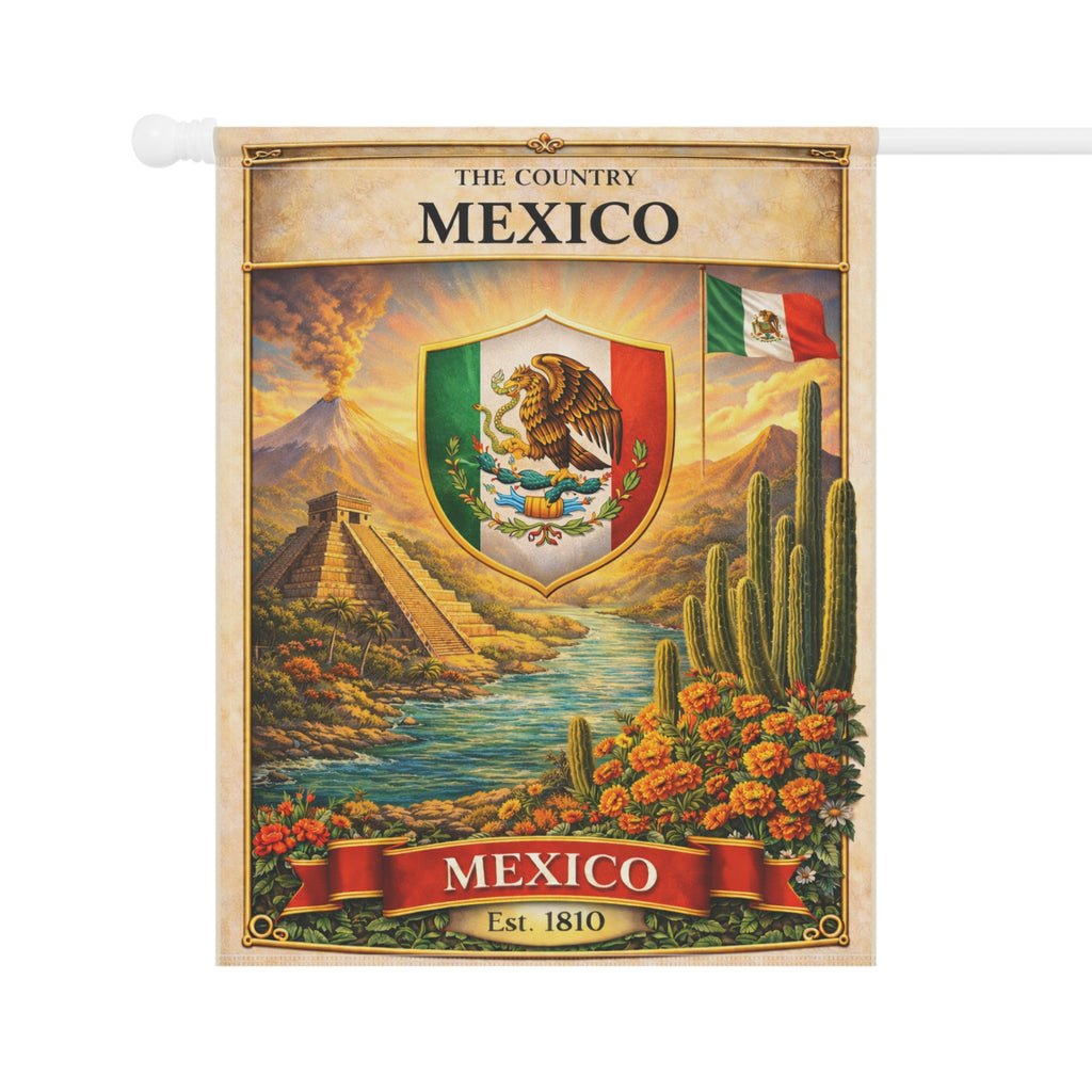 Mexico vintage crest garden flag | Garden Banner