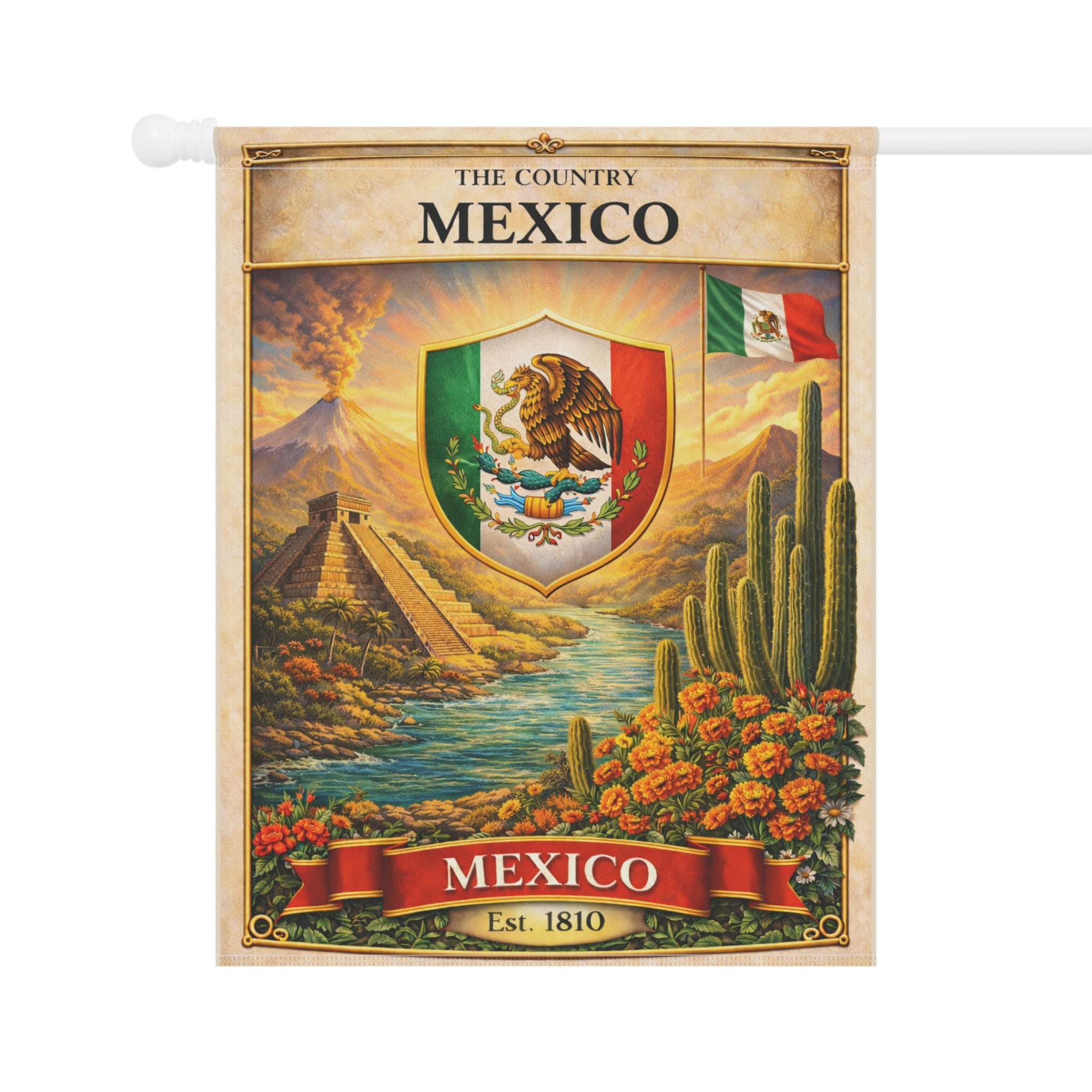 Mexico vintage crest garden flag | Garden Banner