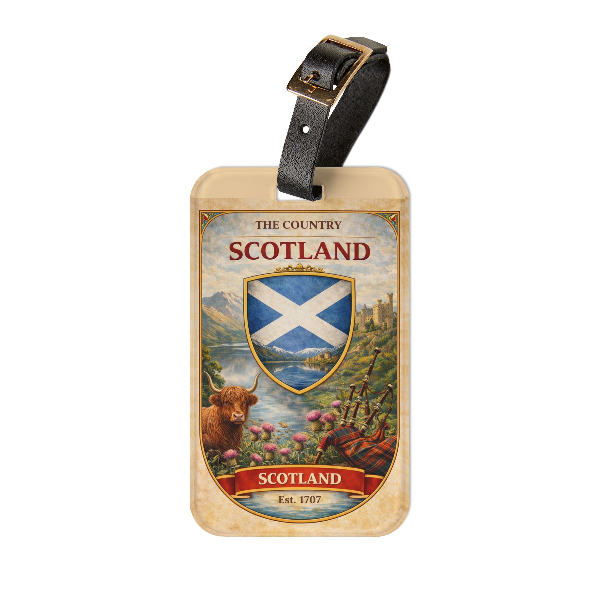 Scotland Crest Luggage Tag | Saltire Shield Travel ID