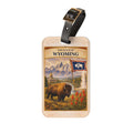 Wyoming State Buffalo Scenic Luggage Tag | Vintage Travel Badge