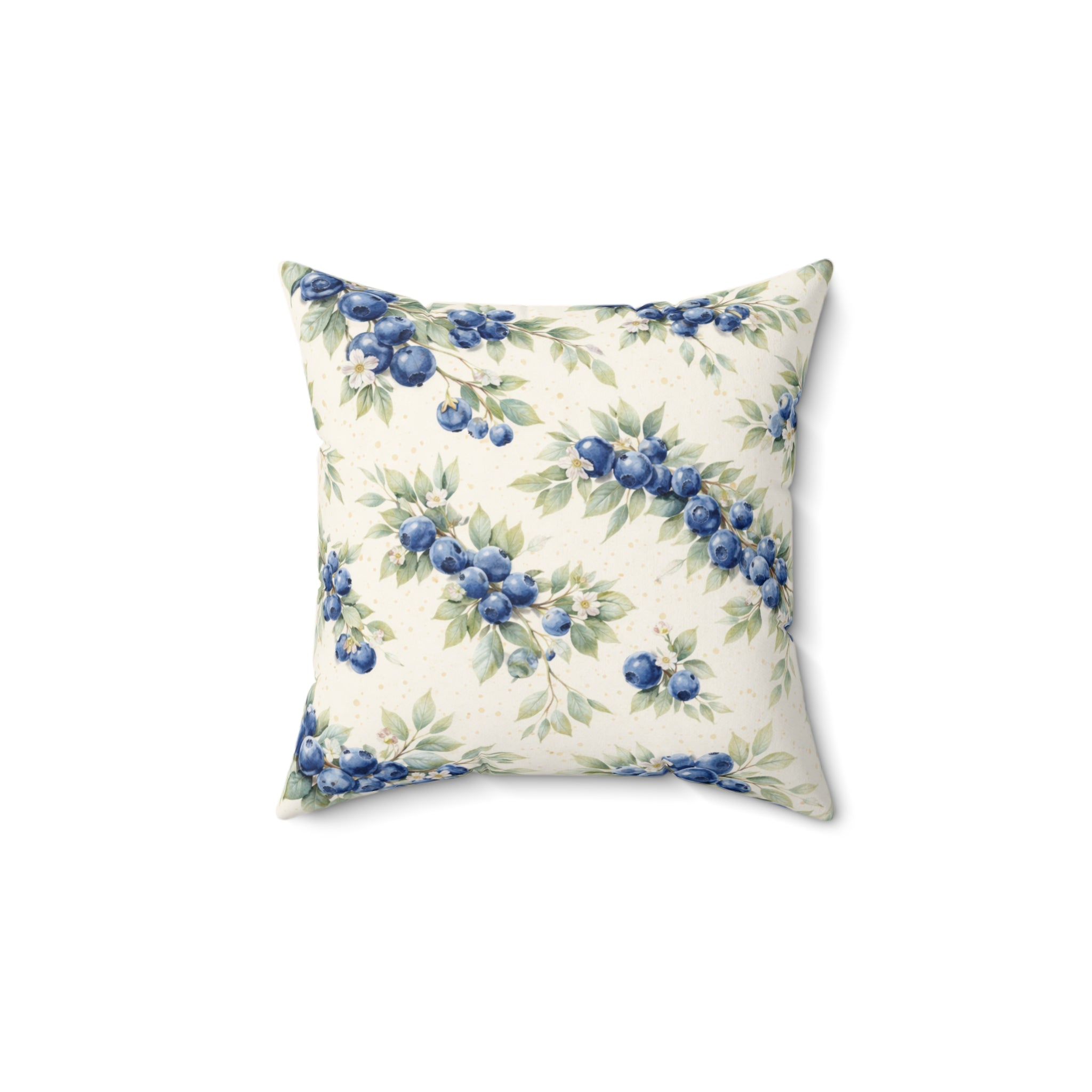 Blueberry Watercolor Pattern Pillow | Square Decorative Pillow