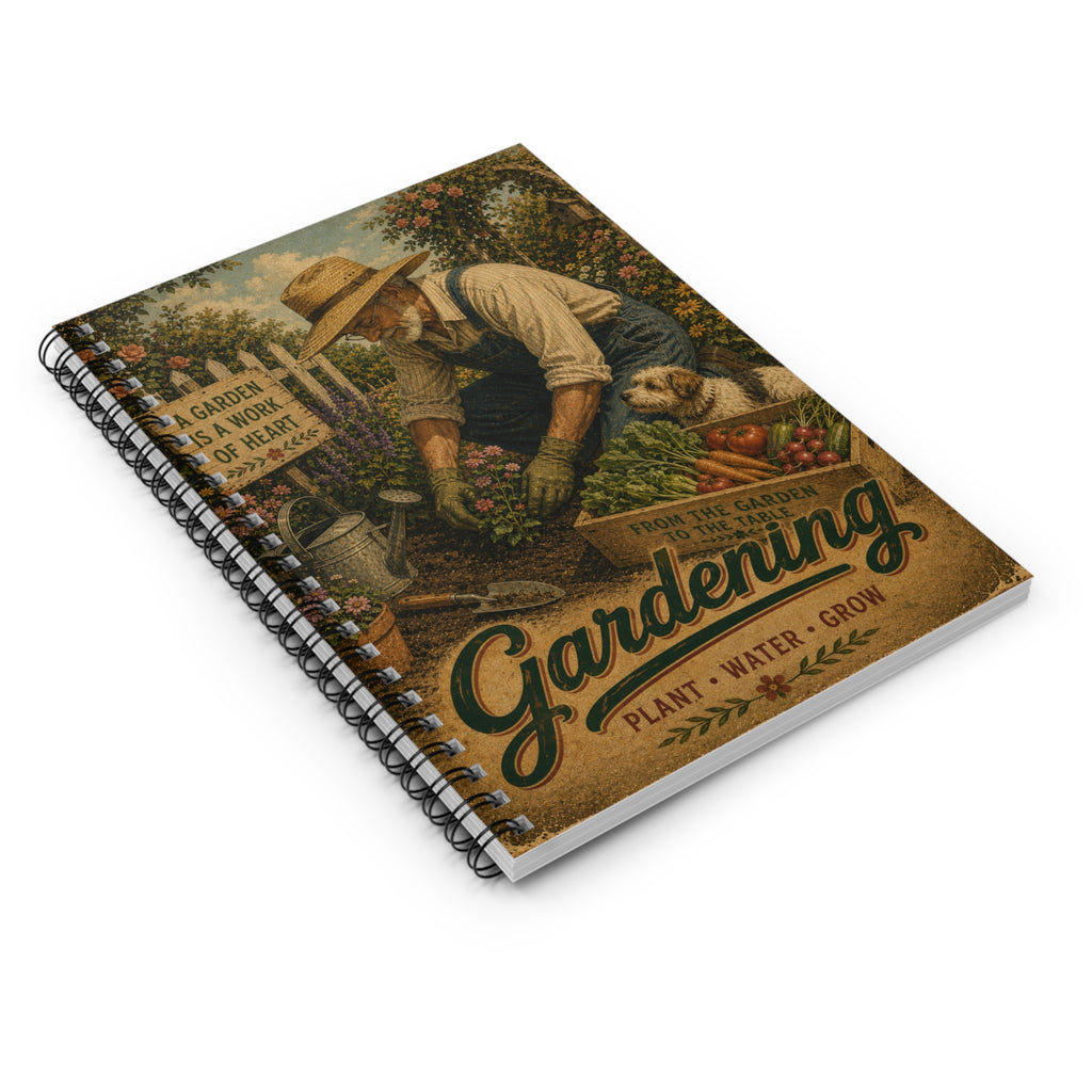 Vintage Gardener Illustration Spiral Notebook | Gardening Plant Water Grow
