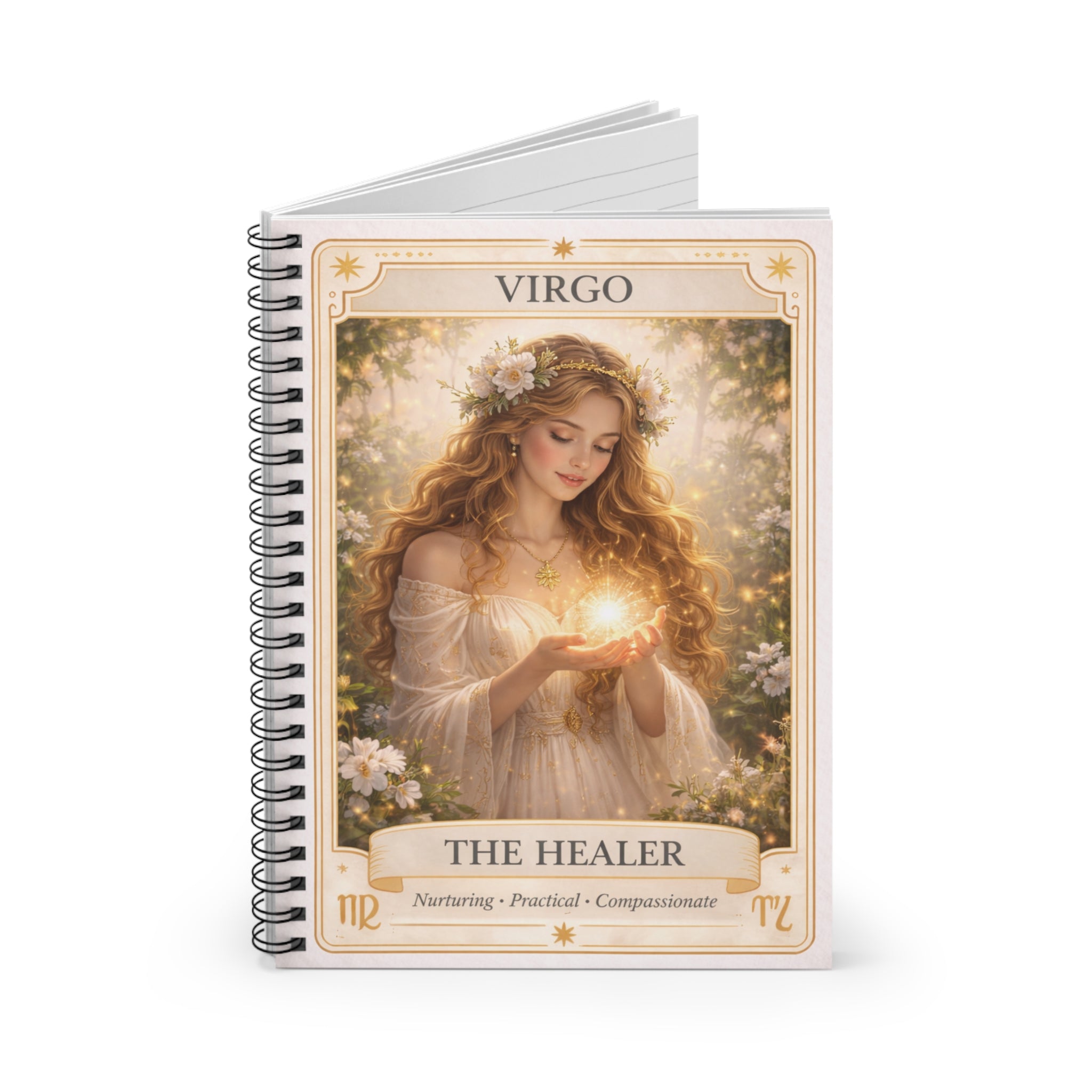 Virgo Spiral Notebook — The Healer Astrology Journal (Ruled)