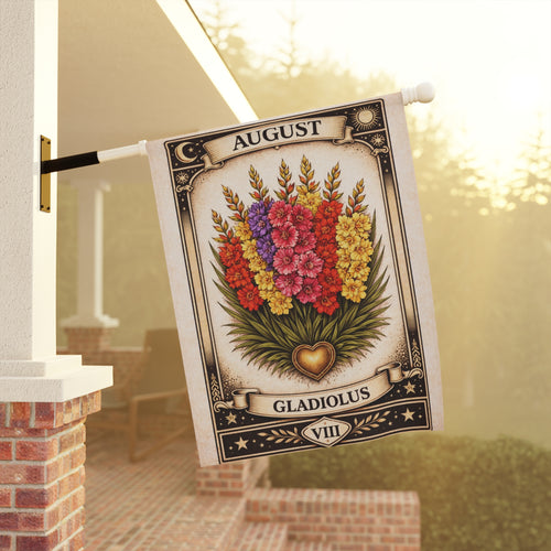 August Gladiolus Garden Flag | House Banner, Floral Birthday Month