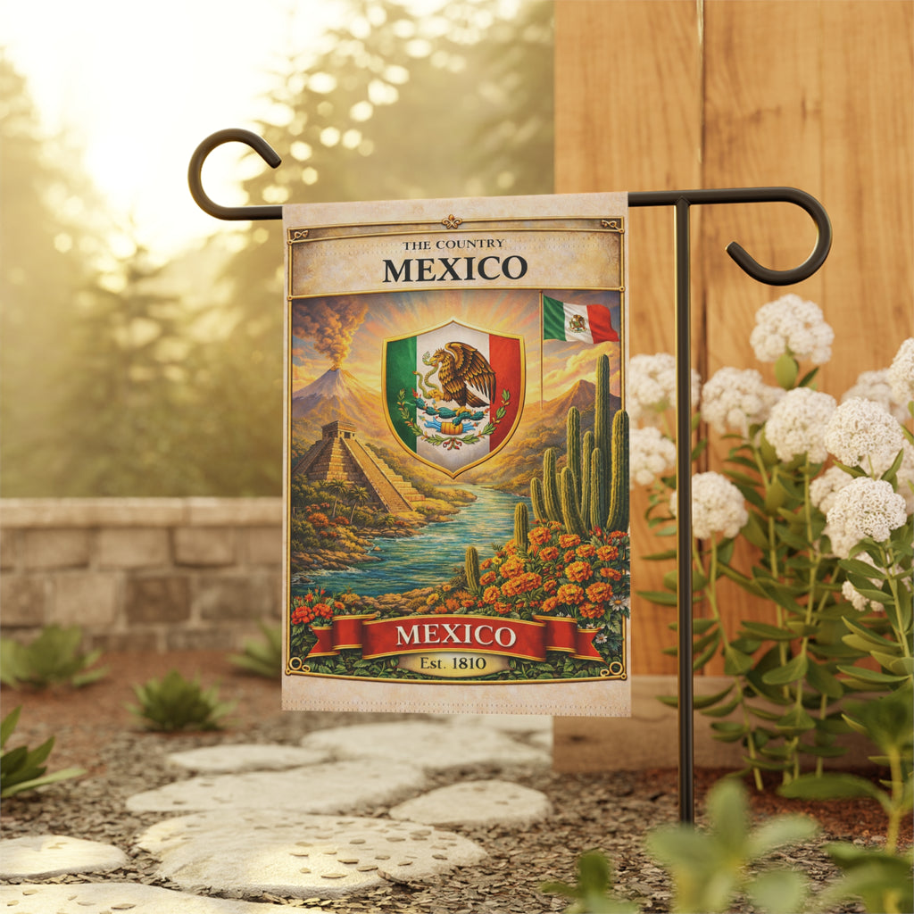 Mexico vintage crest garden flag | Garden Banner