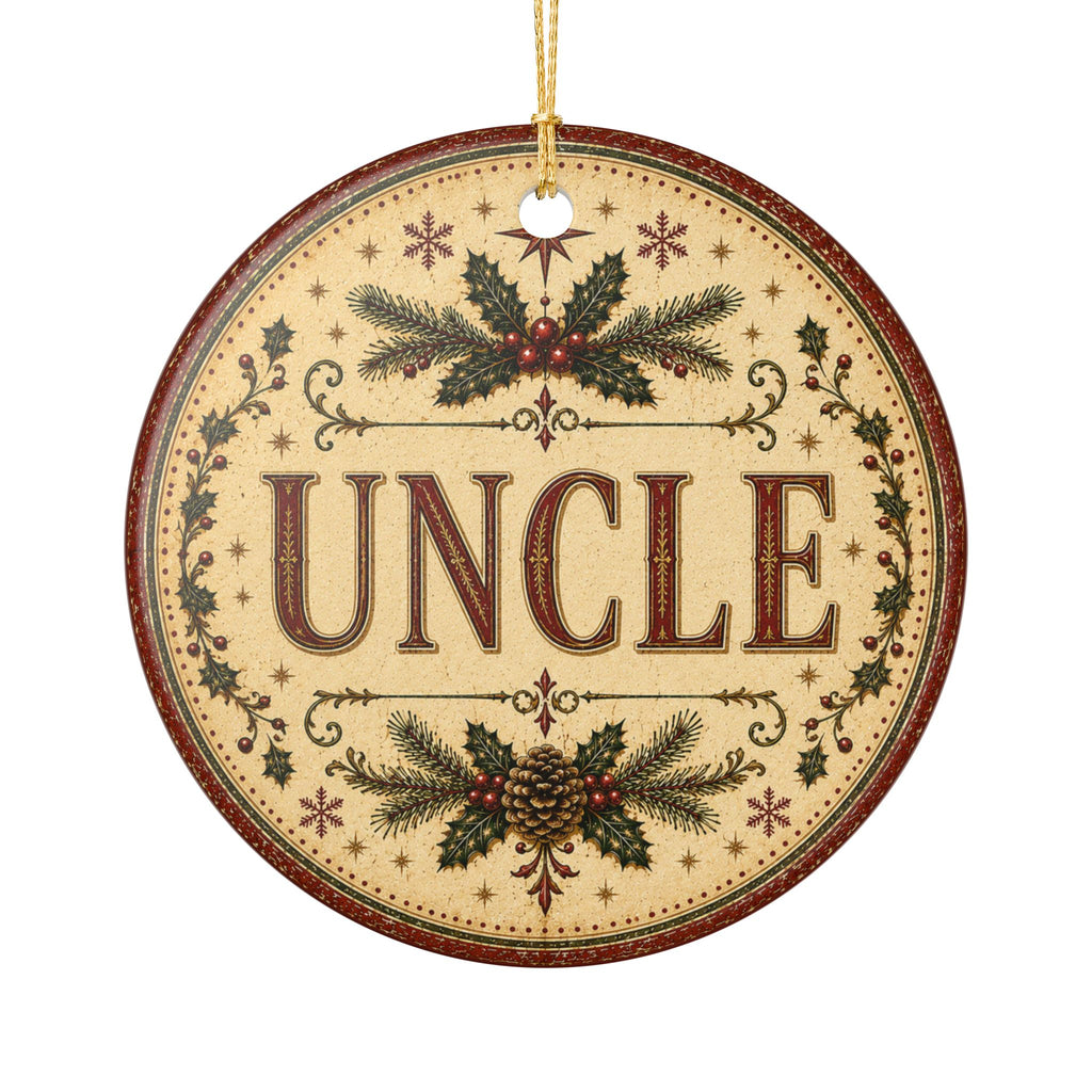Uncle Christmas Ornament | Ceramic Round Holiday Decoration
