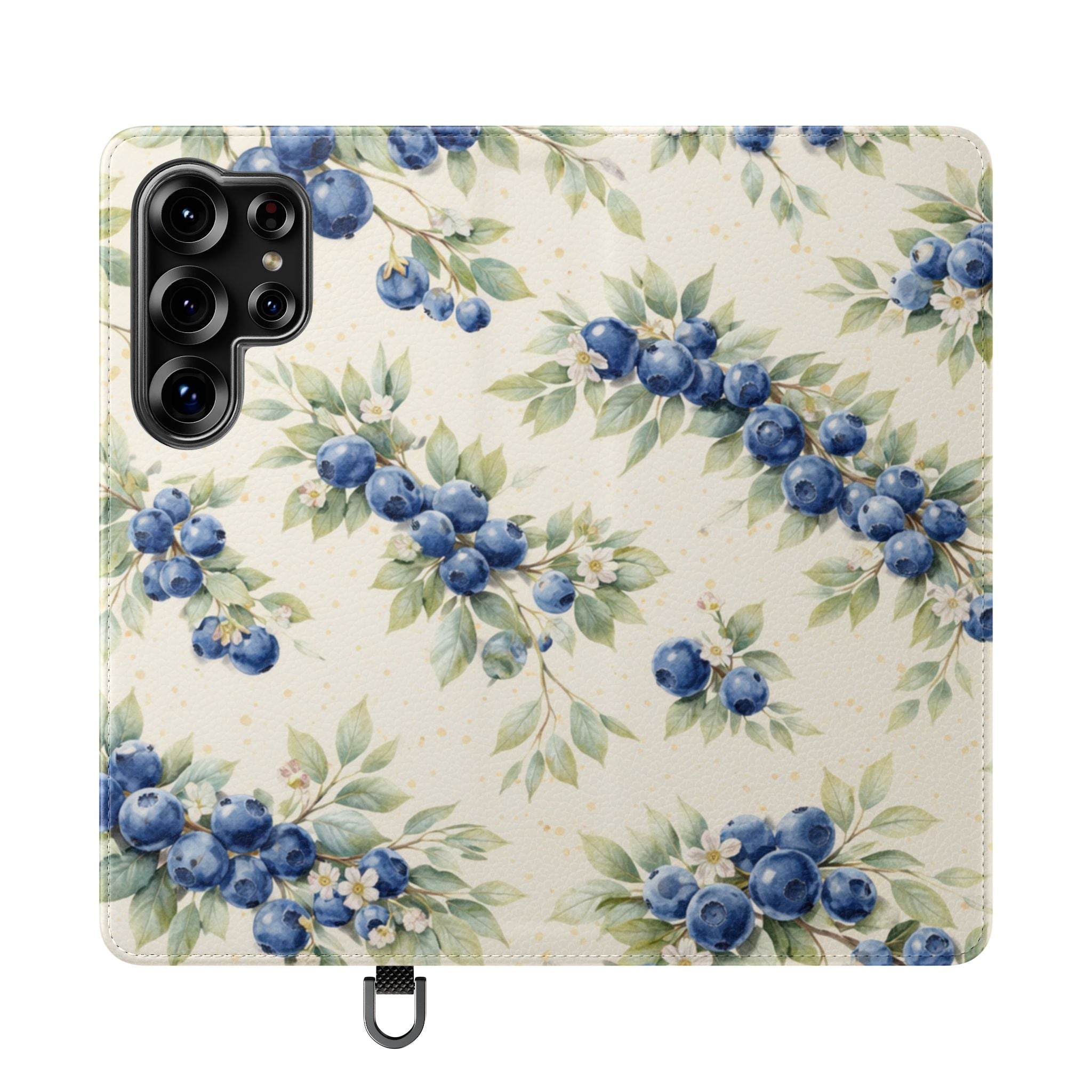 Blueberry Watercolor Pattern Flip Case | Phone Wallet, Card Slots