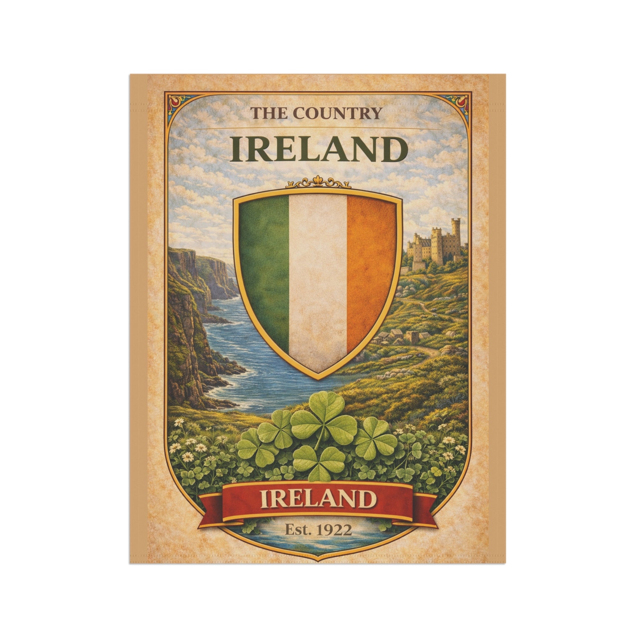 Ireland Shield Garden Flag | Garden Banner, Irish Crest, Shamrock Decor