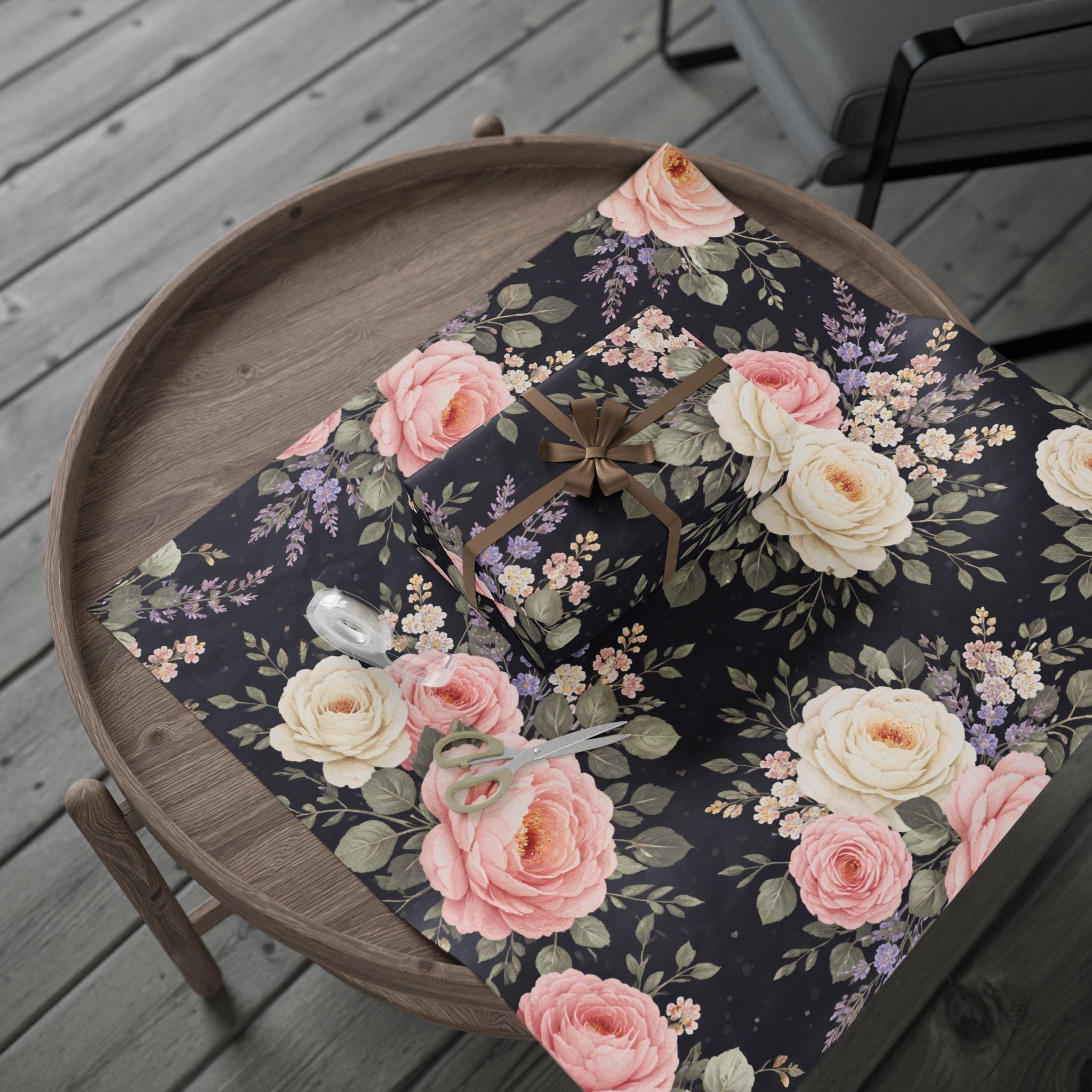 Vintage Pink Roses Wrapping Paper | Floral Gift Wrap Roll