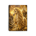 Golden Unicorn Notebook | Spiral Ruled Journal, Fantasy Horse Art