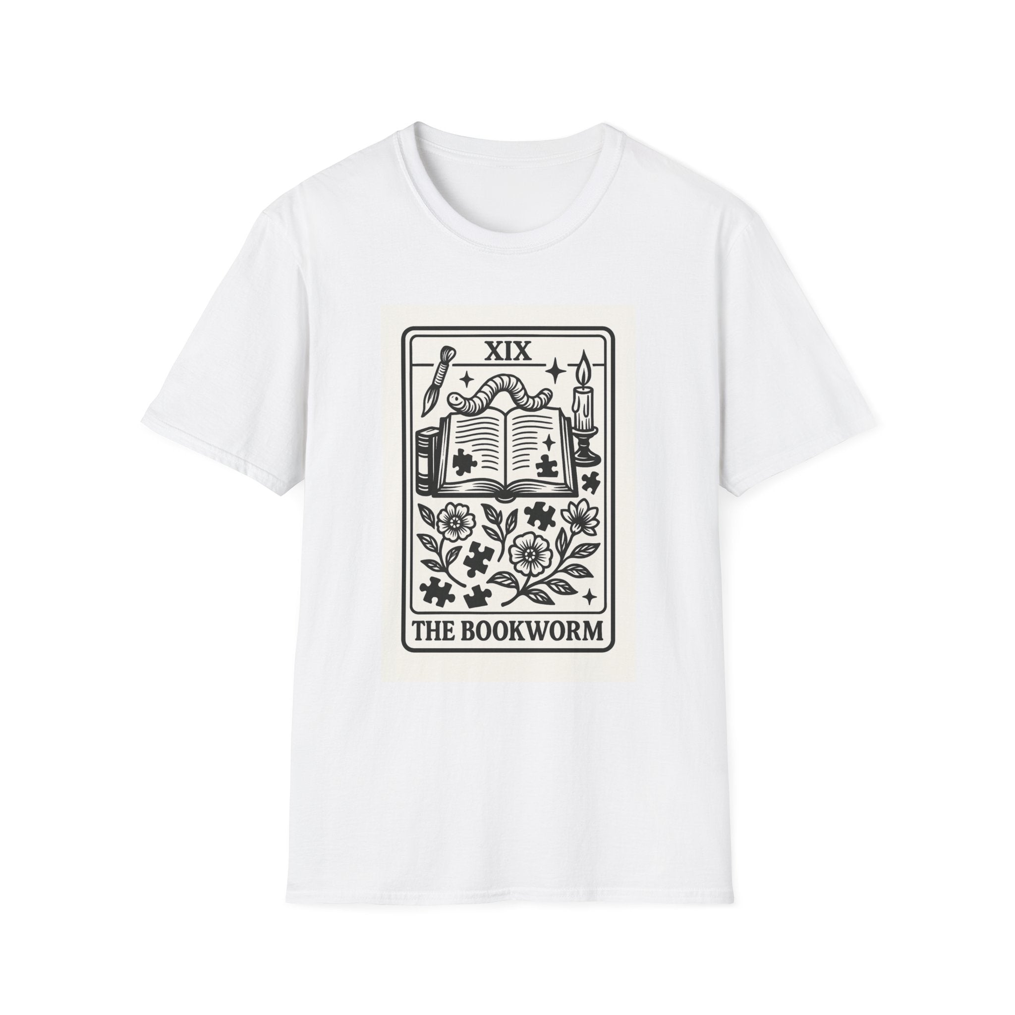 The Bookworm Tarot Card T-Shirt | Vintage Book Illustration, Reading Lover Tee