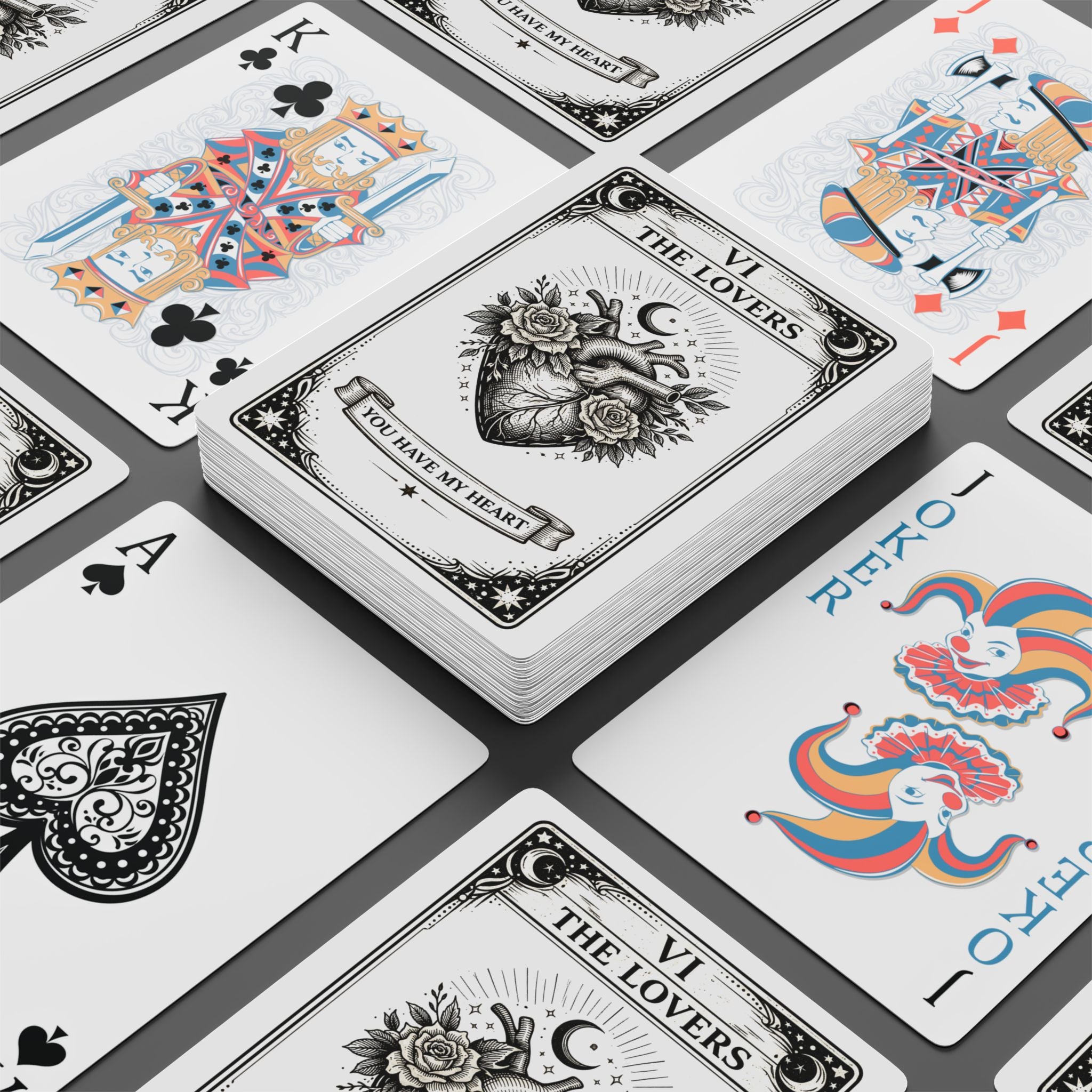 Tarot Lovers Playing Cards Poker Deck | The Lovers Card Ace Spade Design
