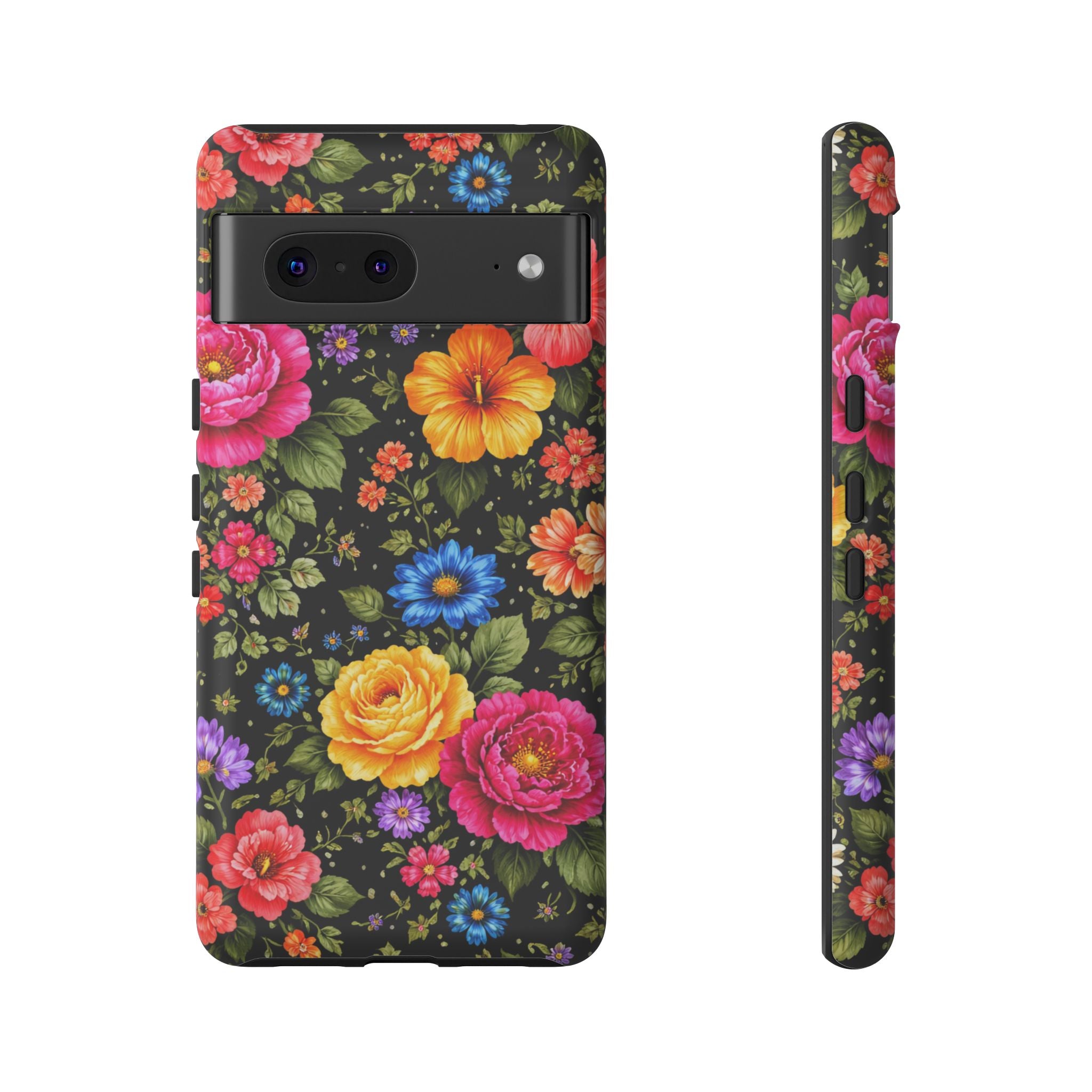 Vintage Floral Pattern Phone Case | Colorful Roses on Black