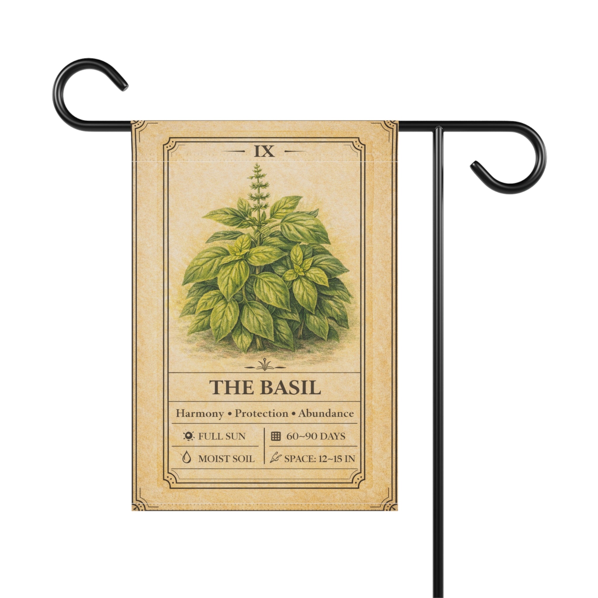 Basil Herb Illustration Garden Flag | Plant Info Banner