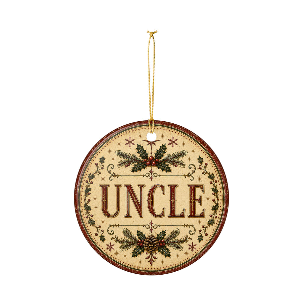 Uncle Christmas Ornament | Ceramic Round Holiday Decoration
