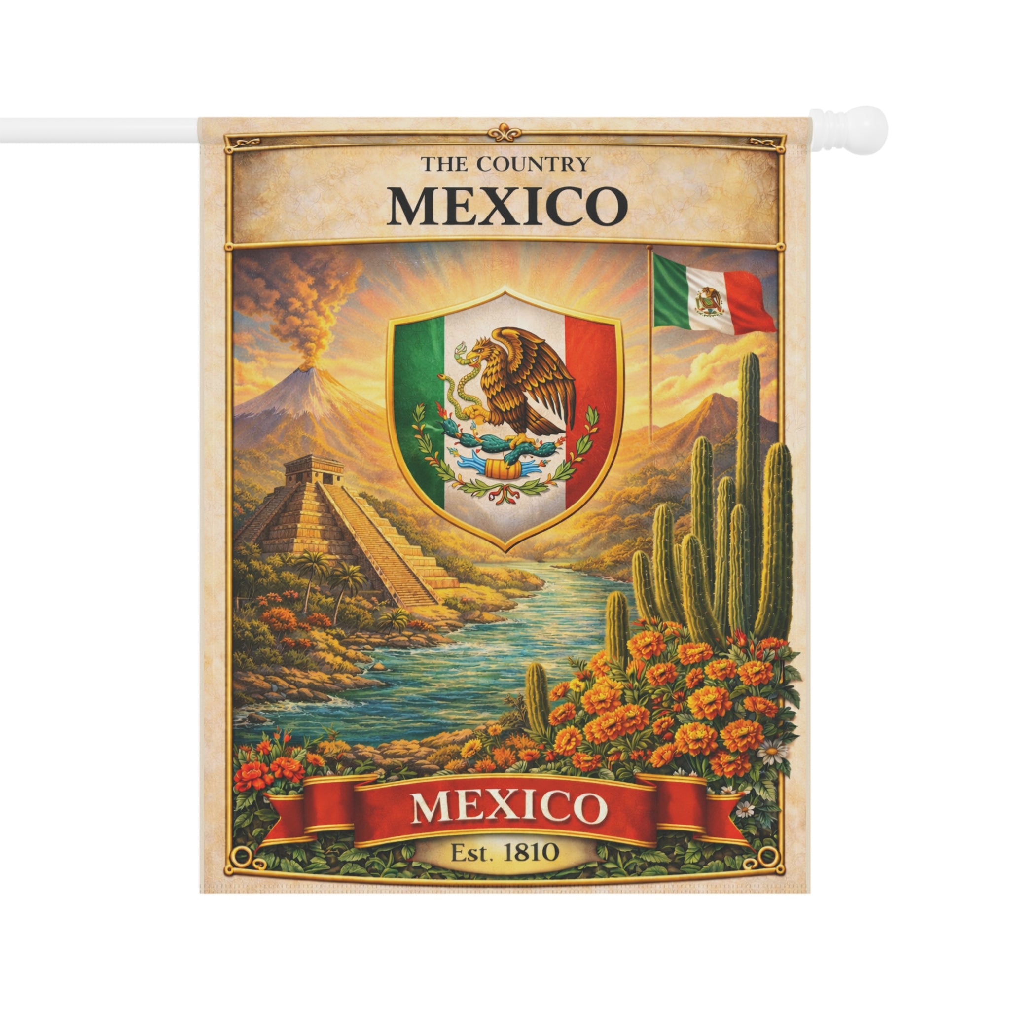 Mexico vintage crest garden flag | Garden Banner