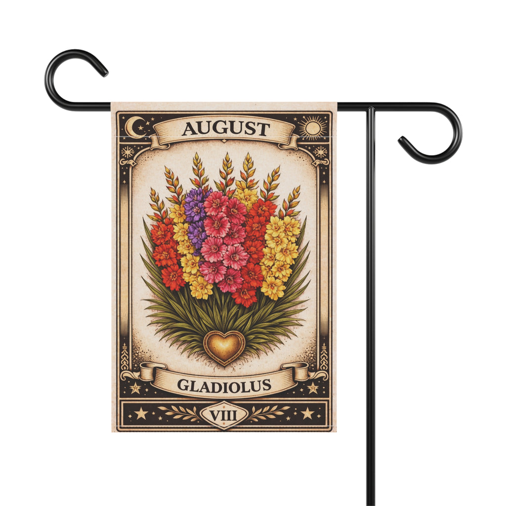 August Gladiolus Garden Flag | House Banner, Floral Birthday Month