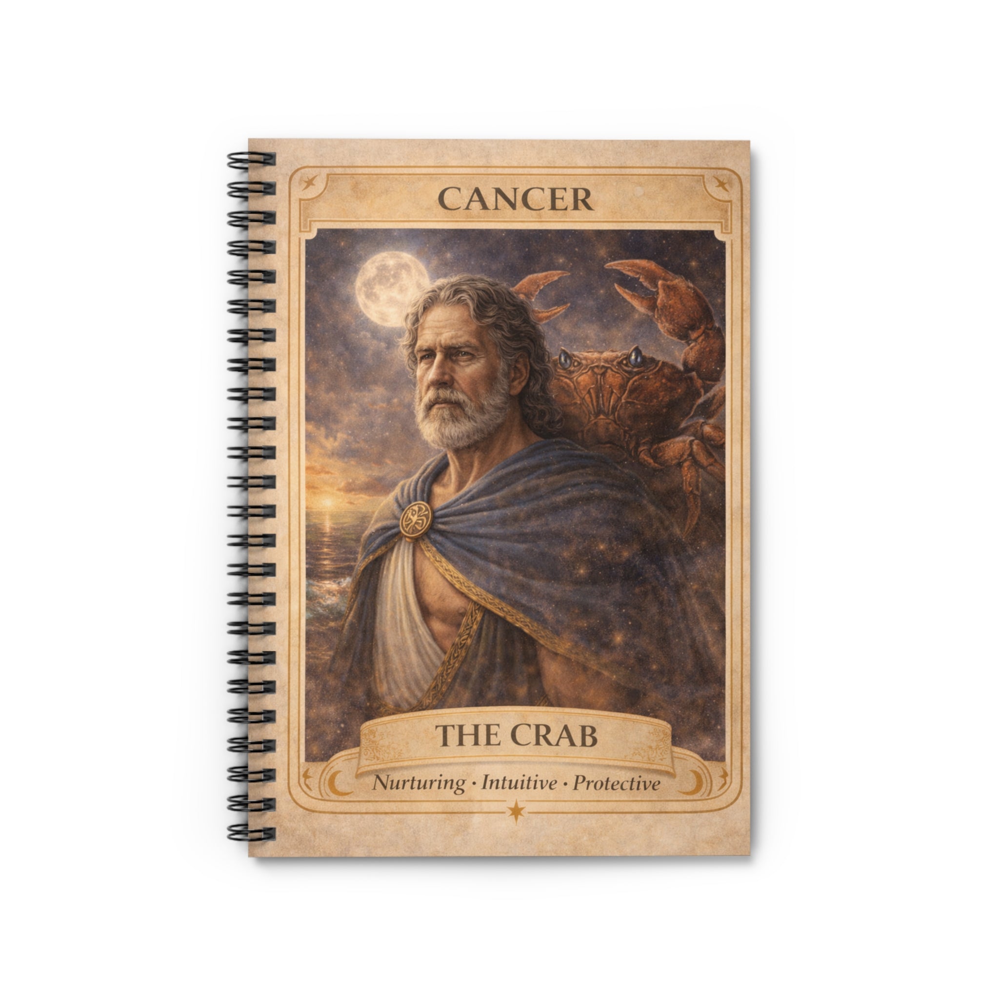 Cancer Zodiac Spiral Notebook — "The Crab" Ruled Journal (Nurturing, Intuitive, Protective)