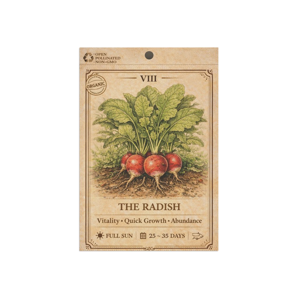 Vintage Radish Illustration Garden Flag | House Banner, Seed Packet Style