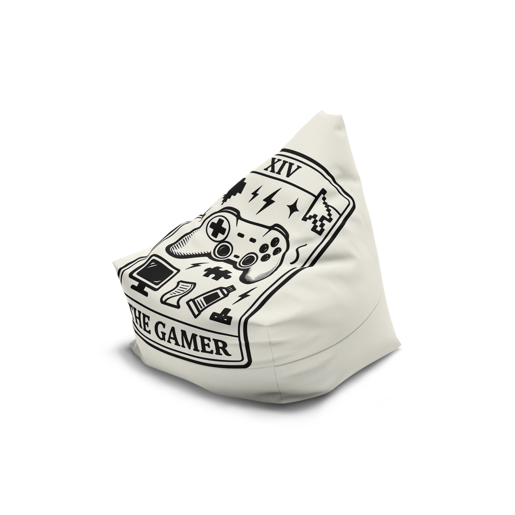Gamer Crest Bean Bag Chair Cover | Video Game Controller, Headset, Console Icons