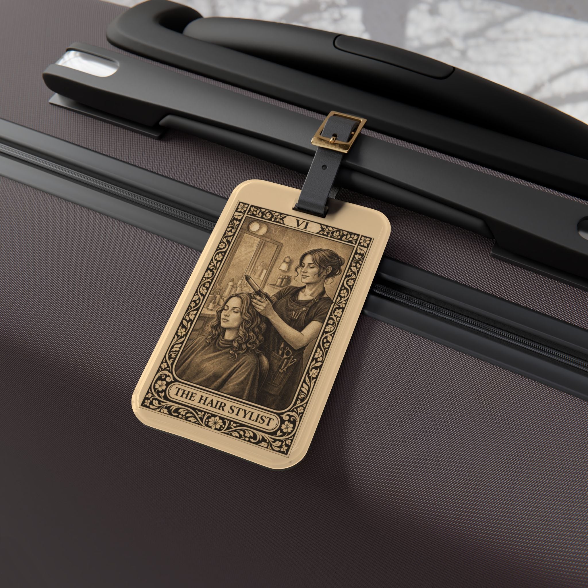 The Hair Stylist Luggage Tag | Tarot Card Illustration, Salon Theme